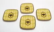 Set of 4 Mud Pie Fleur de Lys Dessert Plates Small.