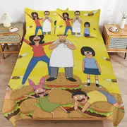 a1648 Bob\'s Burgers Duvet Cover Set, 3 Piece Bedding Set 86x70" Double Sided Printing Decorative Comforter Cover Set (1 Duvet Cover + 2 Pillow Shams)
