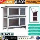 Outdoor Rabbit Hutch Chicken Coop Run 2 Storey Wooden Cage Large Pet House