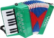 uxcell Accordion, 17 Keys 8 Bass Button Accordion Mini Musical Instrument Lightweight for Adults Beginners, Green