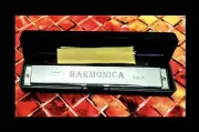 yuemei 24 hole HARMONICA in case+polishing cloth.mouth organ,(not a toy)Silver