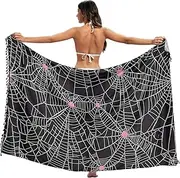 [AIXIWAWA] Women's Beach Sarong Wrap Skirt Webs Pattern Print, Sun Protection Bikini Cover-Up for Vacation Pool Party L, Multicolor, Large