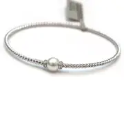 New DAVID YURMAN Ladies 2.3mm Solari Cable 18K Gold Bracelet Pearl Diamond Large