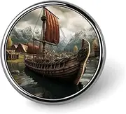 [FZMVSQH] Old Boat Printed Round Button Pin Badges Metal Pinback Buttons 1 Inch Pins for Hat Shirt Clothing Bags Decoration, Circular, Aluminum