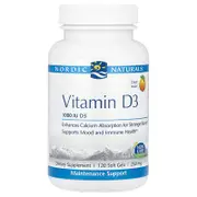 Nordic Naturals, Vitamin D3, Orange, 25 mcg (1,000 IU), 120 Soft Gels