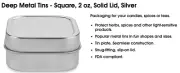 Deep Metal Tins - Square, 2 oz, Solid Lid, Silver 48 pk