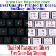 Thai Transparent Keyboard Sticker Red letters Anti Reflection Stickers
