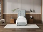 My Style Buttoned Headboard & Standard Base - Single / Duckegg / Drawer Base
