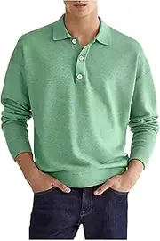 Men’s Classic Fit Henley Shirts Loose Turn Down Collar 3-Button Long Sleeve Tops Shirts Casual Lightweight T-Shirt