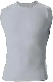 [A4] Men's Compression Muscle Shirt (N2306) SILVER, Silver, 3X-Large