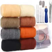 Felting Kit, Felting Starter Kit, 8 Colors Wool Roving for Felting, Fibre Wool