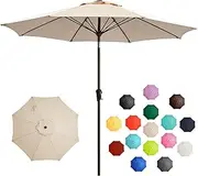 LOUNZY 9FT Large Outdoor Patio Umbrella Table Umbrella-UV Resistant,Easy Push Button Tilt and Crank,8 Sturdy Fiberglass Ribs Pool Umbrella for Patio,Backyard,Deck,Yard,Market