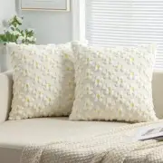 Pack of 2 Decorative Throw Pillow Covers 18x18 Inch Soft Plush Faux Wool