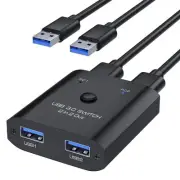 USB 3.0 Switch 2 in 2 Out, USB Switcher 2 Computers Sharing Keyboard Mouse Pr...