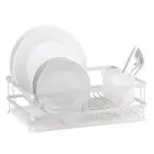 D.line Aluminium Dish Rack w/ Draining Board Drying Rack Organiser White