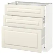 METOD / MAXIMERA base cabinet with 3 drawers, white/Bodbyn off-white, 80x37x80 cm