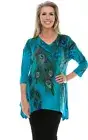 JOSTAR Poly Spandex SLINKY Knit TOP Travel SPARKLES Teal PEACOCK FEATHER XL 3X