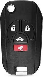 FLJKCT Car Key Shell 4 Buttons Uncut Blank Remote Flip Folding Key Shell Case,for Nissan Altima Maxima Sentra Versa