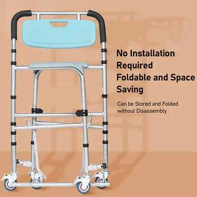 Multifunctional Bedside Commode Chair Adjustable Height Portable Toilet Fold DP3