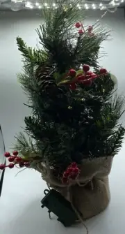 18'' Wintry Pine Tree with LED Lights Christmas Xmas Holiday