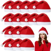 Pack Christmas Hats Bulk and White Santa Hats Short Plush with White 16 Red