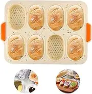 Mini Baguette Baking Tray 8 Holes Non-Stick Silicone Bread Crisping Tray DIY Kitchen Mold Oval Pastry Tool