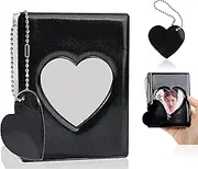 SXGL 3 Inch Mini Photo Album for Polaroid photo albums Kpop Photocard Binder Holder Book Love Heart Hollow Out with Cute Pendant 20 Sheets 40 Pockets 1 page Can Hold 2 Photos(black)