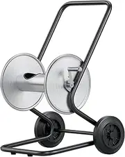 Flonexa Garden Hose Reel Cart, Hold Up to 200 ft of 5/8’’Hose, Heavy Duty Metal Stainless Steel Hose Reel Cart, Water Hose Reel Cart with Wheels, Mobile Hose Reel Cart For Outside Lawn Yard