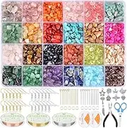 ANSHINE 1200pcs Chips Gemstone Crystal Beads, 24 Colors Beads Irregular Natural Stone with Jewelry Making Supplies for DIY Craft Bracelet Necklace Earrings, Craft Gifts