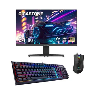 【GIGASTONE】24型IPS 165Hz極速電競螢幕+茶軸機械式電競鍵盤｜雙喇叭/144Hz/24吋遊戲顯示器