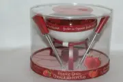 NEW! JOIE Dripping Desire Chocolate Fondue Strawberry Red Pot Inc Forks Candle