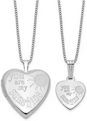 [JewelryWeb] 925 Sterling Silver Rhodium Plated You Are My... 20mm/12mm Love Heart Locket Pendant Set-Locket Necklace for Women