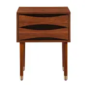 Teamson Home Dawson Modern Side Table with Storage, Walnut