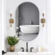 Frameless Oval Mirror 22 x 38 Inch - Beveled Polished Edge - Silver Pill Shaped