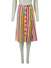 Striped Button Up Midi Skirt