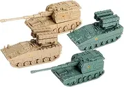 4Pcs 1/144 Tank Model 4D Model Toy Tank DIY Puzzle Armored Vehicle Collectible Wheeled Vehicle Model for Children Kids Gifts
