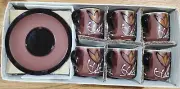 6 Vintage Japanese Handpainted Pottery Tea/Coffee Cups With Saucers. NEW IN BOX.