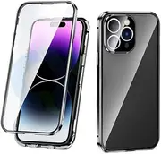 Jarttarn Case for iPhone 16 Pro Max (2024),Dual Snap Double Sided Glass Magnetic Phone Case with Lens Protection,Anti-Fall Shockproof Protective Cover (Black)