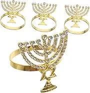 Sets Menorah Napkin Rings for Hanukkah Jewish Chanukah Holiday Dinner Party Wedding Decor Napkin Holders Pcs