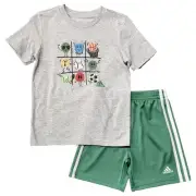 Adidas Boys Gray Large All Sports Grid T-Shirt & Shorts Set Athletic Outfit 6
