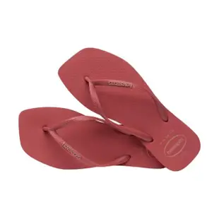 【havaianas 哈瓦仕】拖鞋 女鞋 夾腳拖 方形 Slim Square Logo Pop Up 紅 4148959-5190W(哈瓦士)