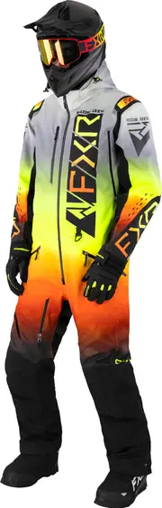 FXR Helium Lite 2023 One Piece Snowmobile Suit, grey-orange, Size S for Men Grey Orange