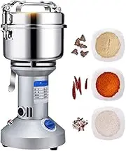 750G Electric Grain Grinder Mill Vertical Type Herb Grinder Cereal Crusher High Speed Stainless Steel Spice Grinder Powder Pulverizer Machine with Timer 0-5 Min for Coffee Beans Nuts Flour