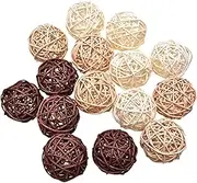 shamjina 15pc Rattan Wicker Cane Balls Christmas Wedding Party Home Garden Decor