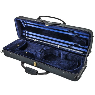 Deluxe Oblong 4/4 Acoustic Violin Fiddle Case Black/Blue Strap **CLEARANCE**