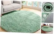 Round Area Rug 4ft, Soft Bedroom Circle Rugs for Kids 4x4 Feet Sage Green