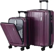 [TydeCkare] Luggage Set 2 Piece 20/24, 20 Inch Carry-on with Front Laptop Pocket & Expandable 24 Inch Luggage, ABS+PC Lightweight Hardshell Suitcase with Spinner Wheels, Rose Red