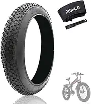24x4.0/26x4.0 Inch Fat Tires for Ebike Heavy Duty Puncture Proof Replacement Tire Compatible Wide Mountain Snow Off Road Bike (Black-1 Tire & 1 Tube, 26x4.0)