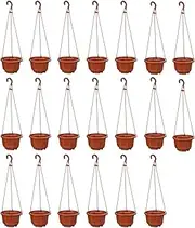 KYUQY 20pcs Plastic Hanging Plant Pots, 5.2inch Wall Flower Pot with Hooks - Plant Pots and Basket Holders for Indoor Outdoor Plants