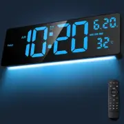 16.5" Digital Clock Large Display with Remote Control, 6-Color Night Light Di...